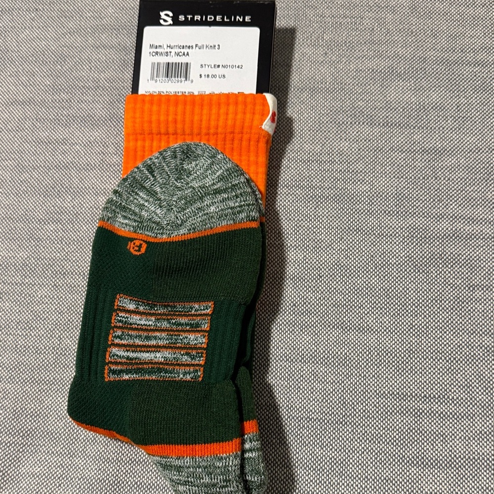 University of Miami Orange and Green Men's Socks - Picture 2 of 5